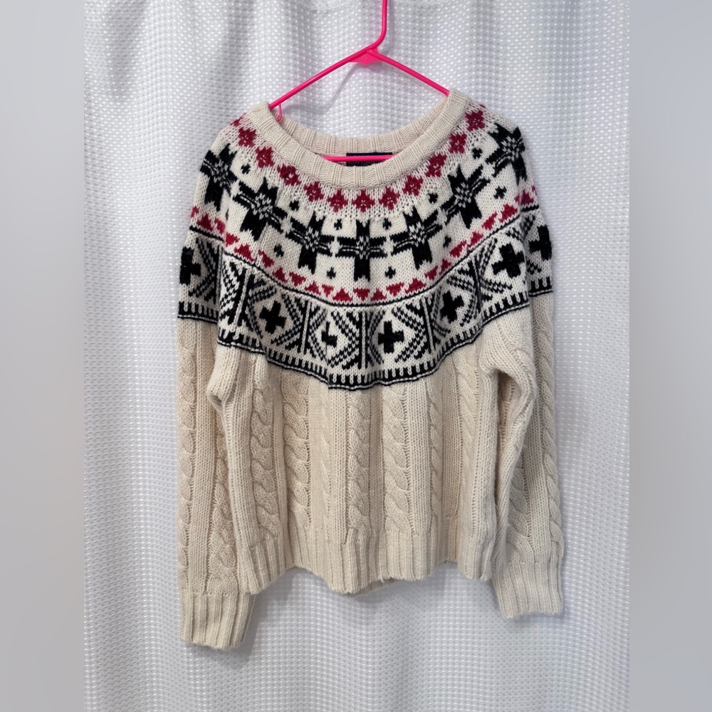 Polo Ralph Lauren Fair Isle Crew Neck Sweater. White/Red/Black. Size XXL.
